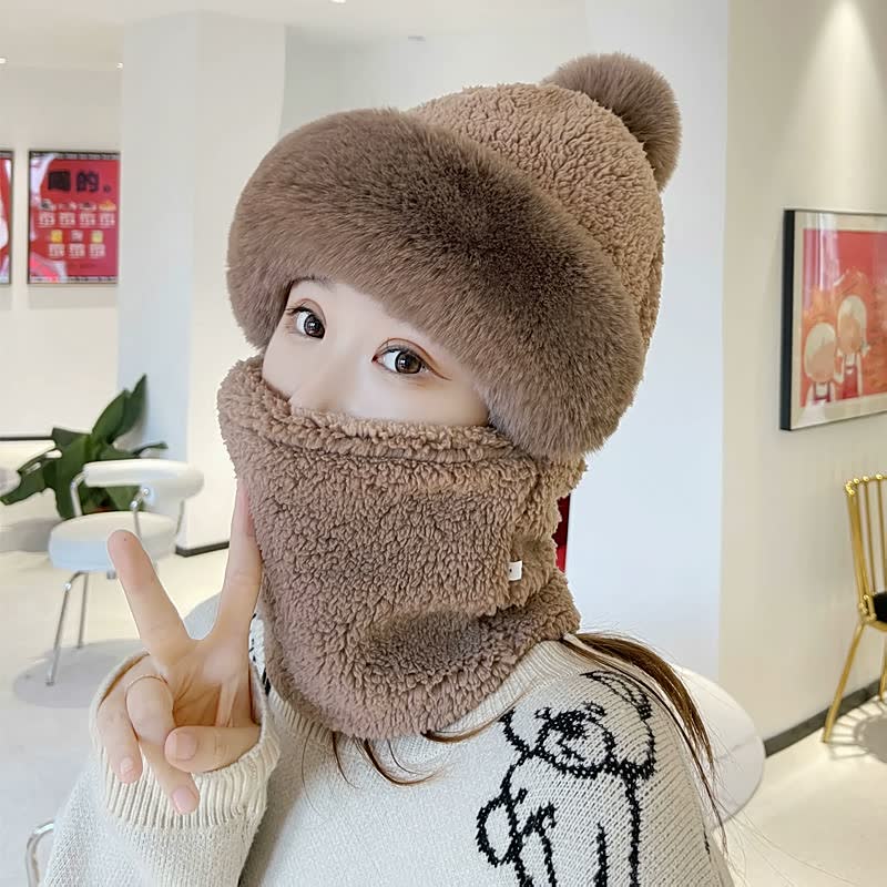 🔥El nuevo gorro cálido de invierno hecho de lana de cordero y para el cuello, es cálido y grueso