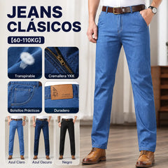 [60-110KG] Nuevos pantalones vaqueros casuales de talla grande para hombre, muy elásticos.