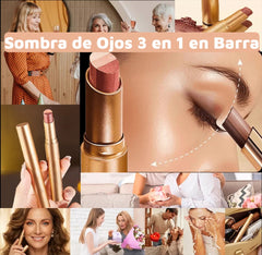 30%OFF🔥【Compra 1 y recibe 1 gratis】 ✨Sombra de Ojos 3 en 1 en Barra – Brillo Instantáneo, Efecto Lifting y Larga Duración 💄