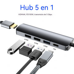 🔌✨✨ Hub USB-C portátil 5 en 1 con salida HDMI 4K 🎥💻