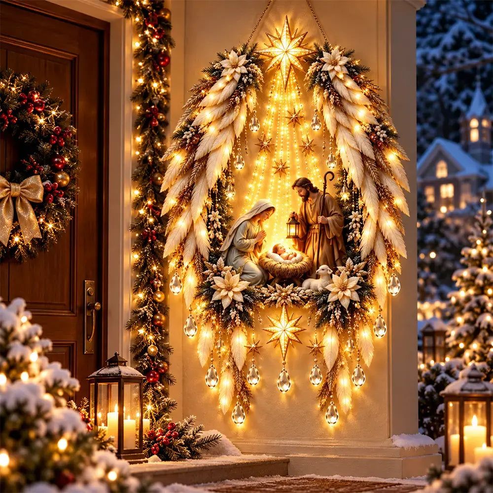 ✨🕯️ Izgaismojama sienas Kristus piedzimšanas ainas dekorācija | Kristus piedzimšanas aina ar LED gaismām | Ziemassvētku mājas dekors 🏠