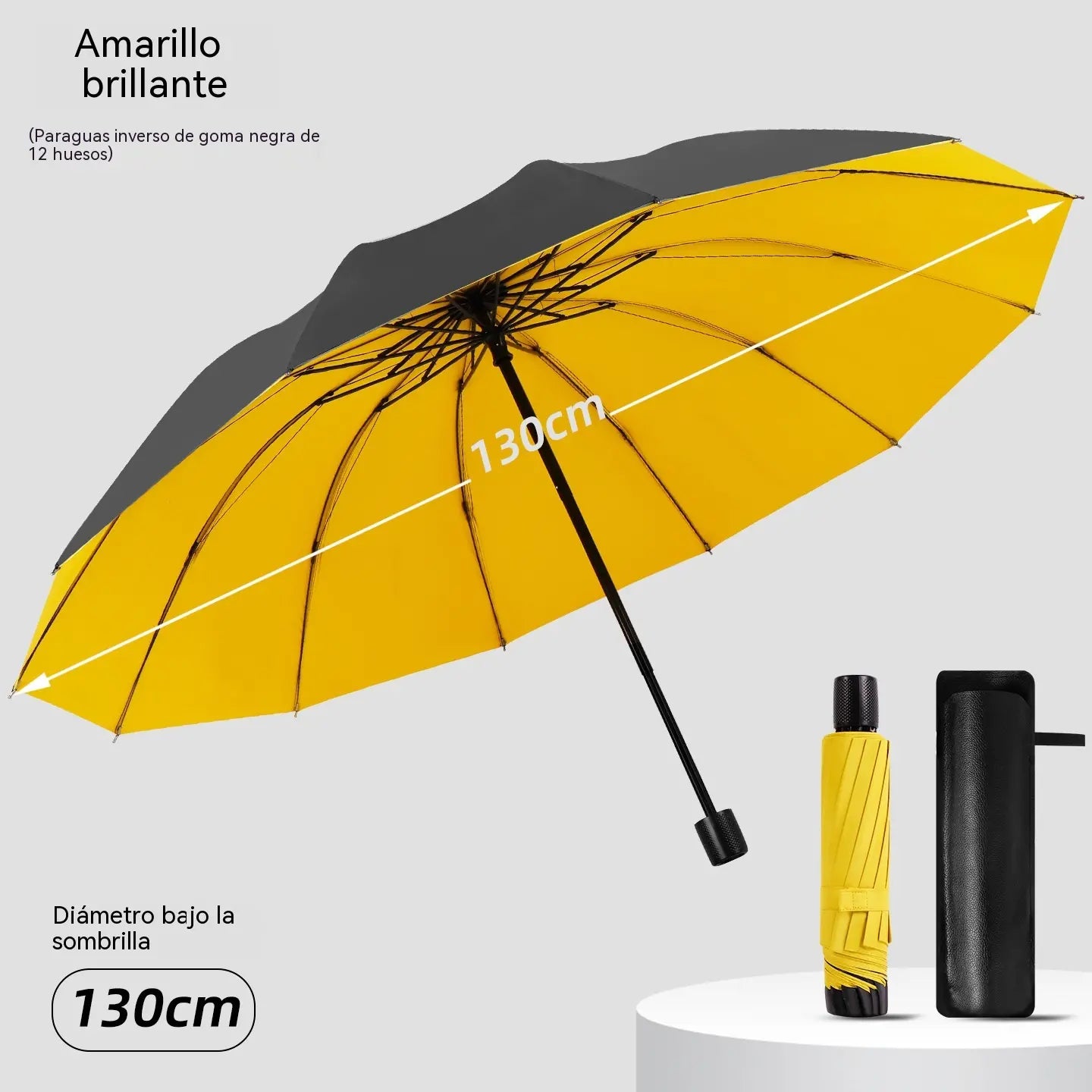 ☔ Paraguas Plegable de 12 Varillas – Resistente al Viento, Impermeable y Ligero para Lluvia y Sol 🌞