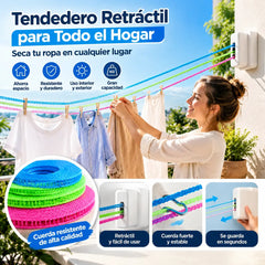 💥【Juego de 3 piezas, 10 metros de largo】🔗 Tendedero grueso, antideslizante y resistente al viento 👕 Evita que la ropa se vuele con el viento 🌬️