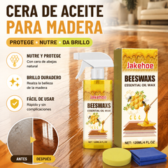 💥50% de descuento✨Spray abrillantador para madera con cera de abejas 120ML (incluye esponja + toalla), para el cuidado de muebles, prevención de grietas y protección del color.