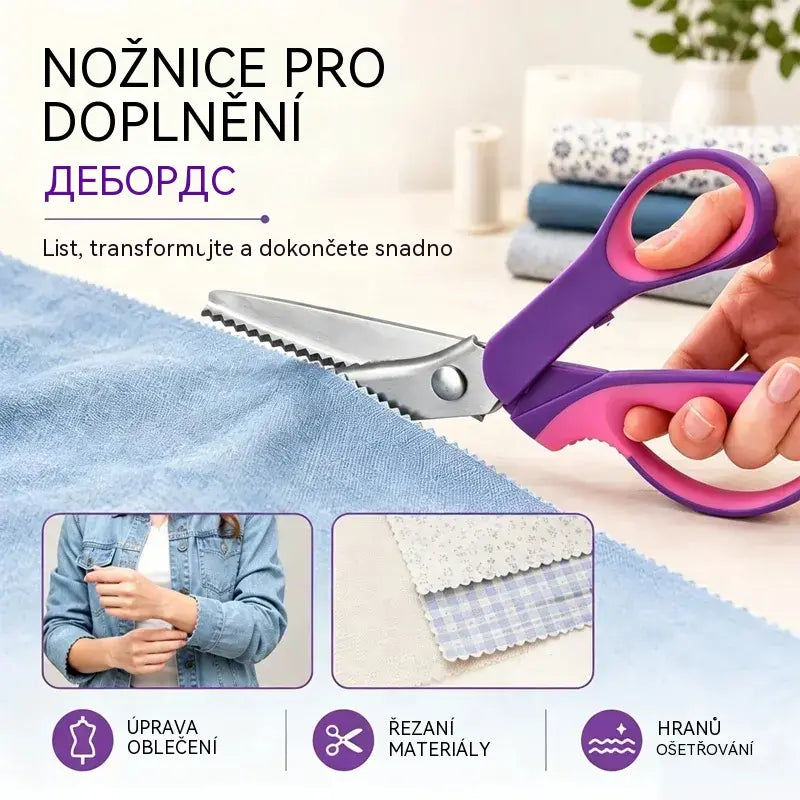 👗✂️ Krejčovské nůžky s ozdobným ostřím – Profesionální střih cik-cak a vlna | Ideální na látky, patchwork a kreativní projekty