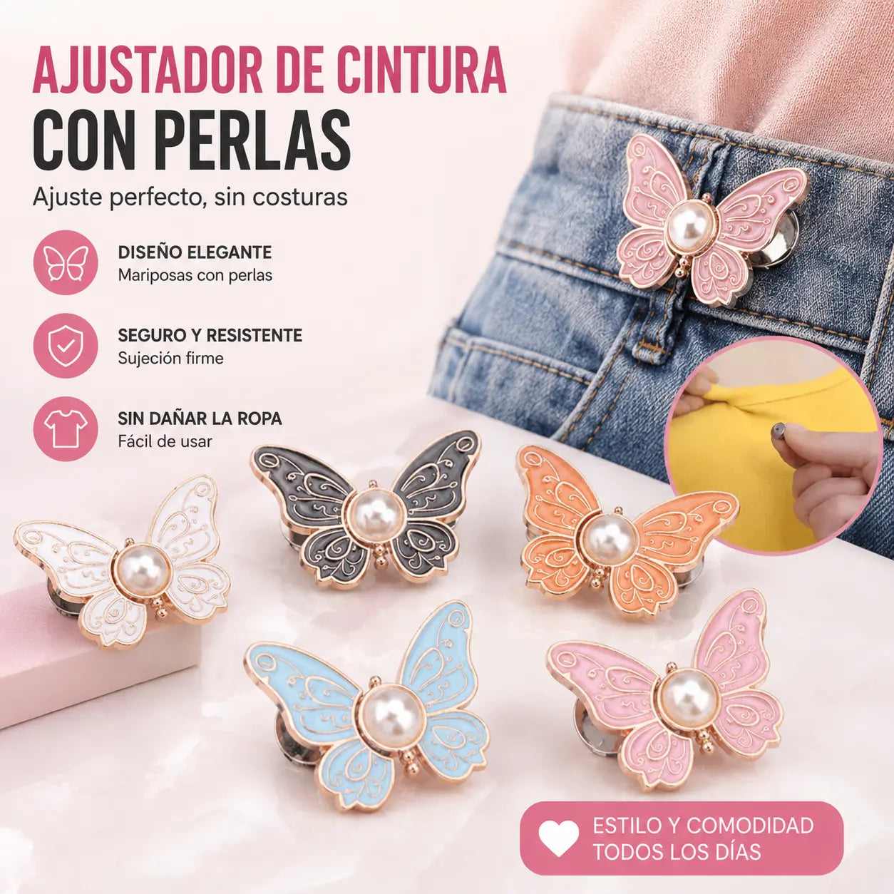 🔥10 piezas🌸🦋 Hebilla de cinturón ajustable desmontable con forma de mariposa, perfecta para combinar con jeans, faldas y vestidos ✨👗💃