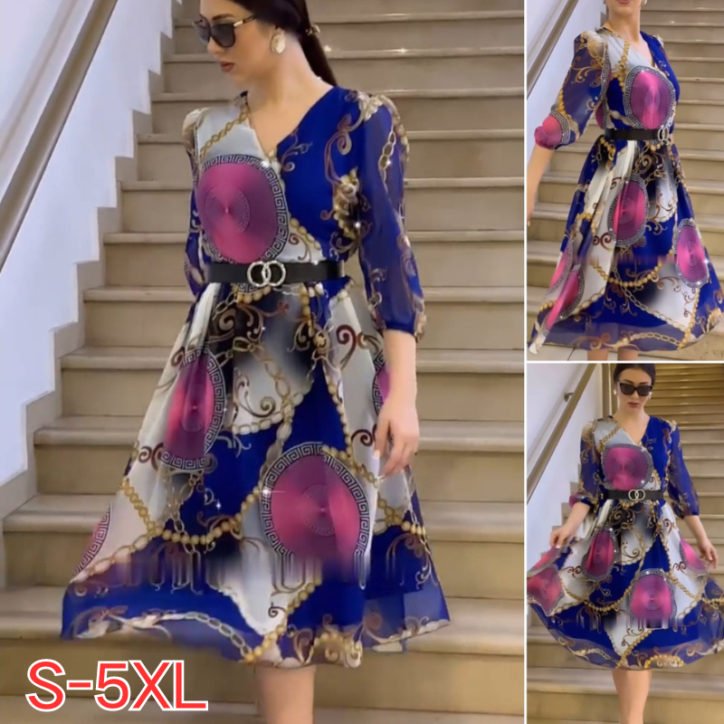 👗【S-5XL】Vestidos elegantes y de moda frescos y transpirables de seda helada.