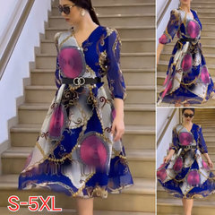 👗【S-5XL】Vestidos elegantes y de moda frescos y transpirables de seda helada.