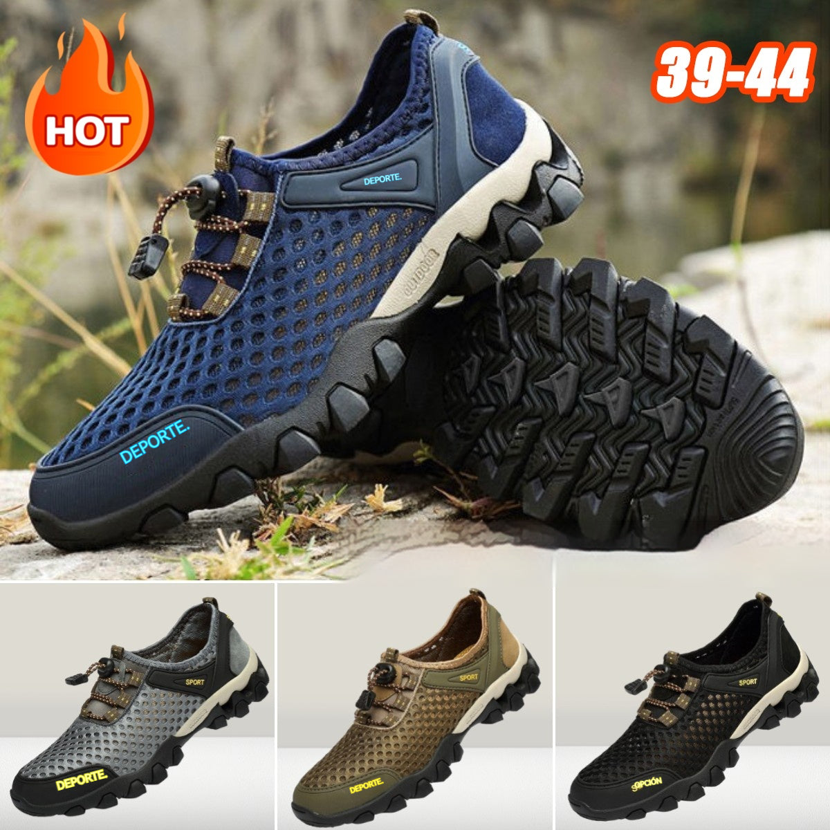 Nueva oferta 【39-44】 2025 zapatos de senderismo de malla transpirable para hombre de verano, impermeables y antideslizantes