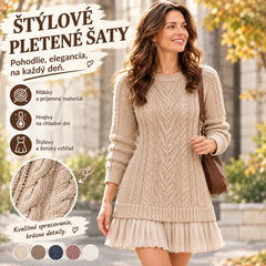 🧶 Elegantné pletené šaty s plisovaným lemom — pohodlný štýl na chladnejšie dni, dostupné vo veľkostiach S–3XL.