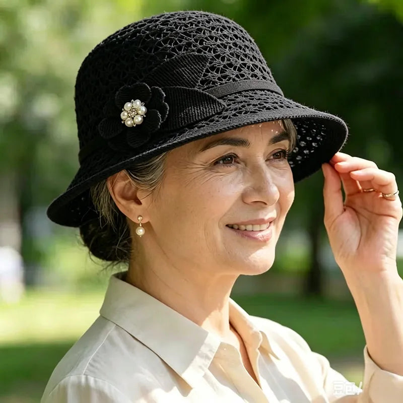 👒Elegante sombrero de sol con diseño trenzado calado, ofrece una fuerte protección contra los rayos solares.