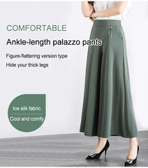 【50% DE DESCUENTO】❤️【Compra uno y llévate otro gratis】❤️【M-5XL】Pantalones cortos de seda helada de pierna ancha de verano para mujer 2025