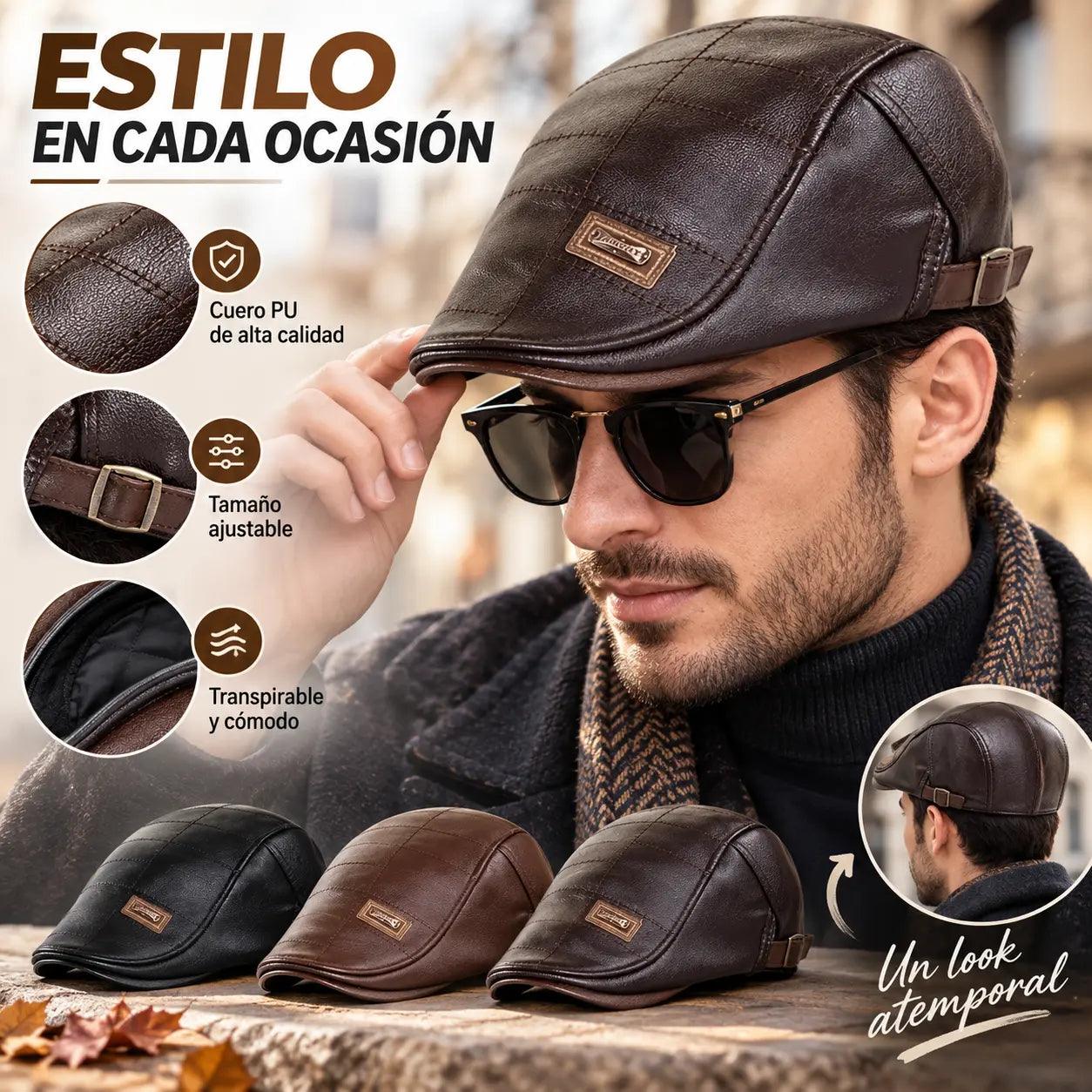 🧢🔥 Boina de cuero genuino con estilo vintage – Calidad premium y diseño atemporal ✨