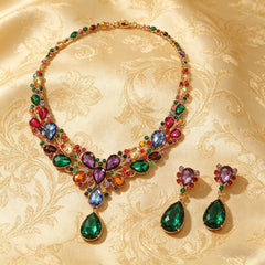 ✨【Collar + Pendientes】💖💎Nuevo conjunto de collar y pendientes de circonita cúbica de colores.