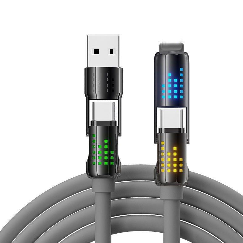 🔌 ⚡ Cable de Datos 4 en 1 de Carga Rápida – Luz LED Suave, Compatibilidad Universal y Perfecto para Todos tus Dispositivos 🎁
