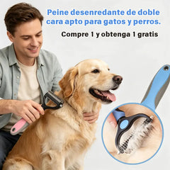 【Compre 1 y obtenga 1 gratis，2 piezas】Cepillo de doble cara para el aseo de mascotas y la eliminación de pelo