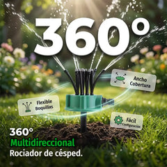 ✨ Aspersor automático multicabezal de jardín de 360°