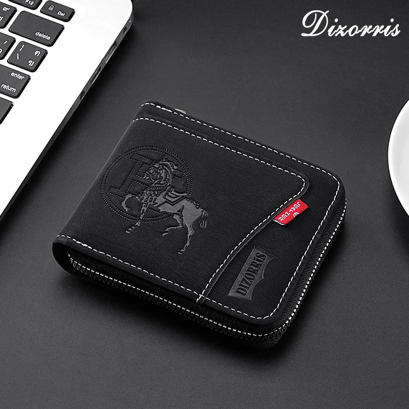 🔥🔥【50%OFF】Nueva y elegante cartera corta con cremallera de estilo retro para hombre.