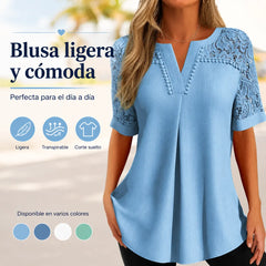 ✨【S-6XL】🎉Nueva camiseta de manga corta de encaje para mujer 2026
