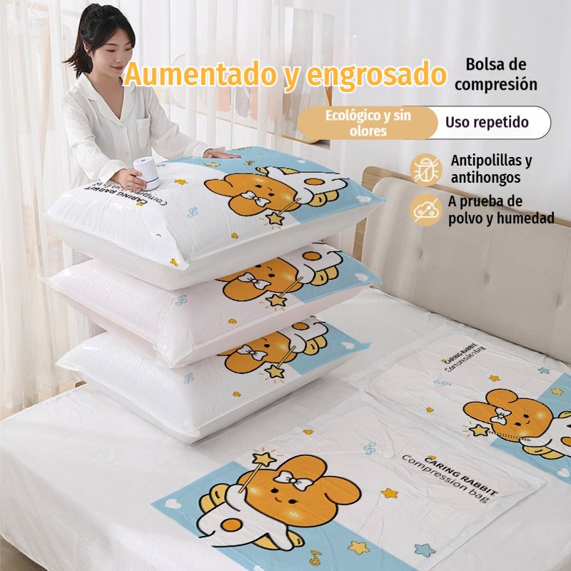 🧳【Juego de 5 piezas】💨 Bolsa de almacenamiento al vacío grande y compresible: no requiere bomba, es a prueba de fugas e ideal para ahorrar espacio en maletas y en casa ✈️
