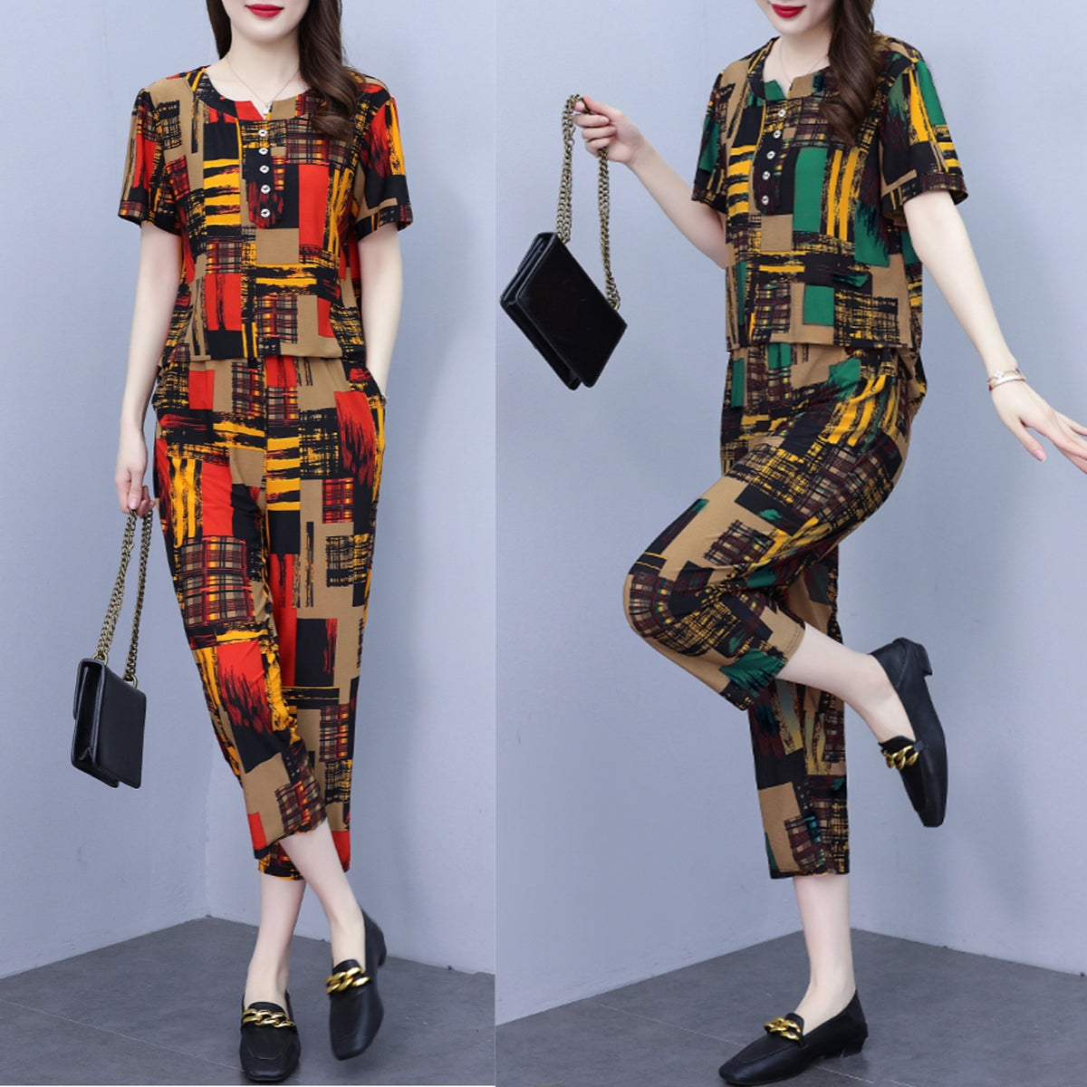 🎀🎀【Tops + Pantalones】💐 Traje casual de dos piezas para mujer 2025, fresco y cómodo