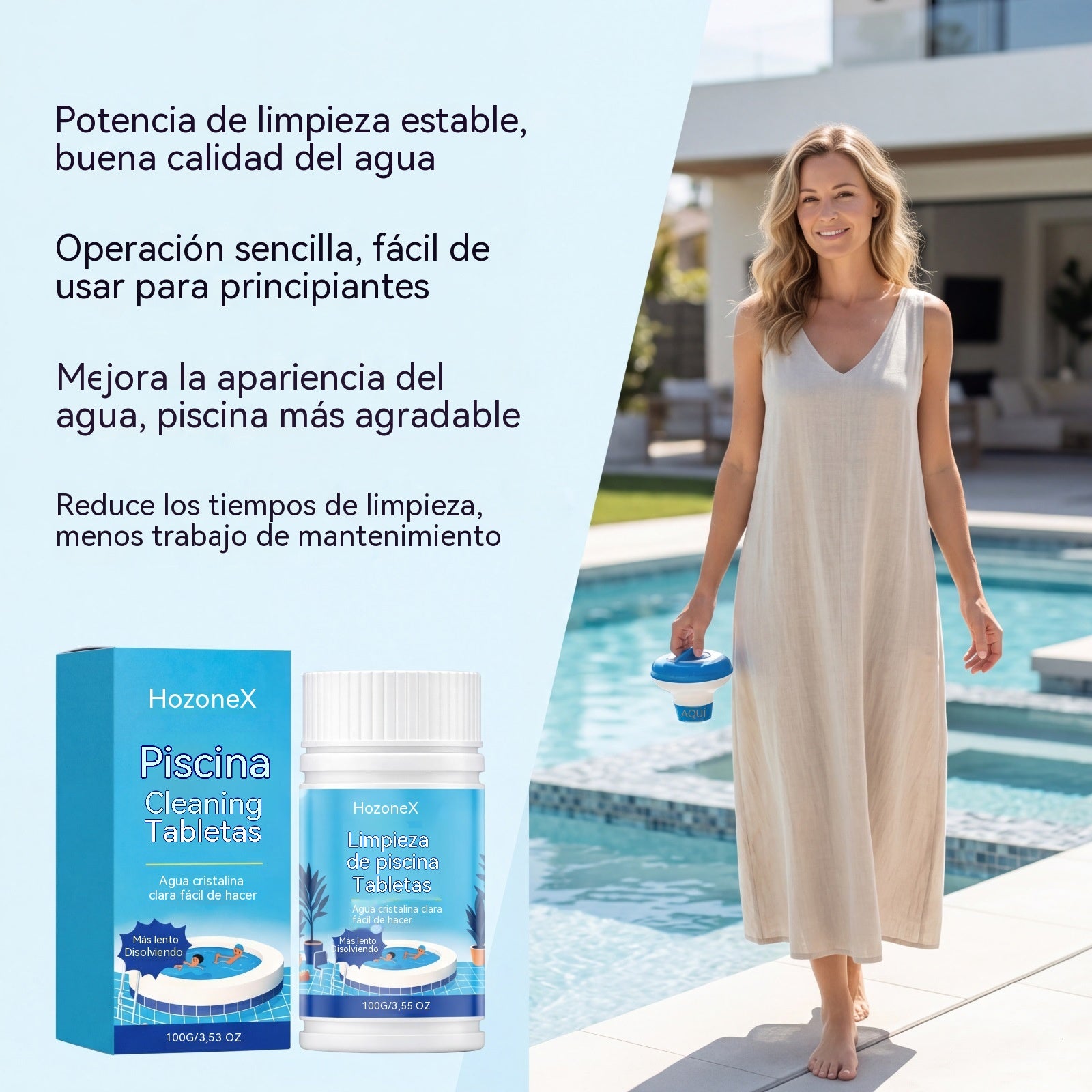 🎁【Compra uno y llévate otro gratis】✨Pastillas limpiadoras para piscinas, se disuelven rápidamente y eliminan las manchas💦Agua limpia