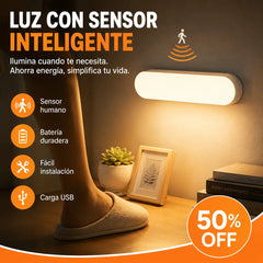 🔥Compre 1 y obtenga 1 gratis（2 piezas） 🏡💡Luz LED inteligente con sensor de presencia, fácil de cargar y práctica.