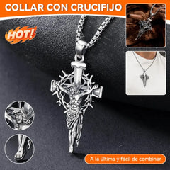 🔥Collar con colgante de cruz y halo de espinas