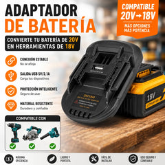 ⚡Adaptador de batería de litio para herramientas de batería de 18 V