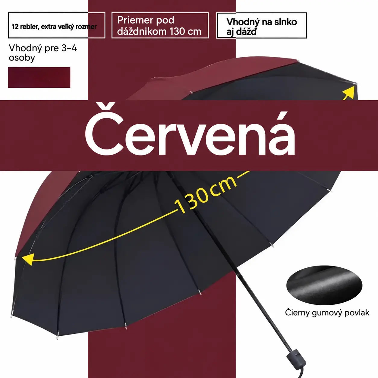 ☔【12 reber】Zložljiv dežnik, odporen proti vetru - vodoodporen in lahek, primeren za dež in sonce. Velik premer za vso družino! ✨