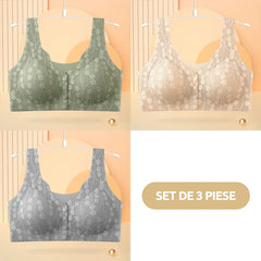 😍【Pack de 3 unidades】【M-4XL】Sujetador sin aros para mujer con botones en la parte delantera ❤️【40-100 kg】