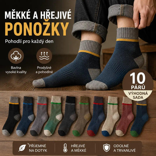 😍🧦【10 párů】Antibakteriální, deodorační a teplé vlněné ponožky na podzim a zimu.