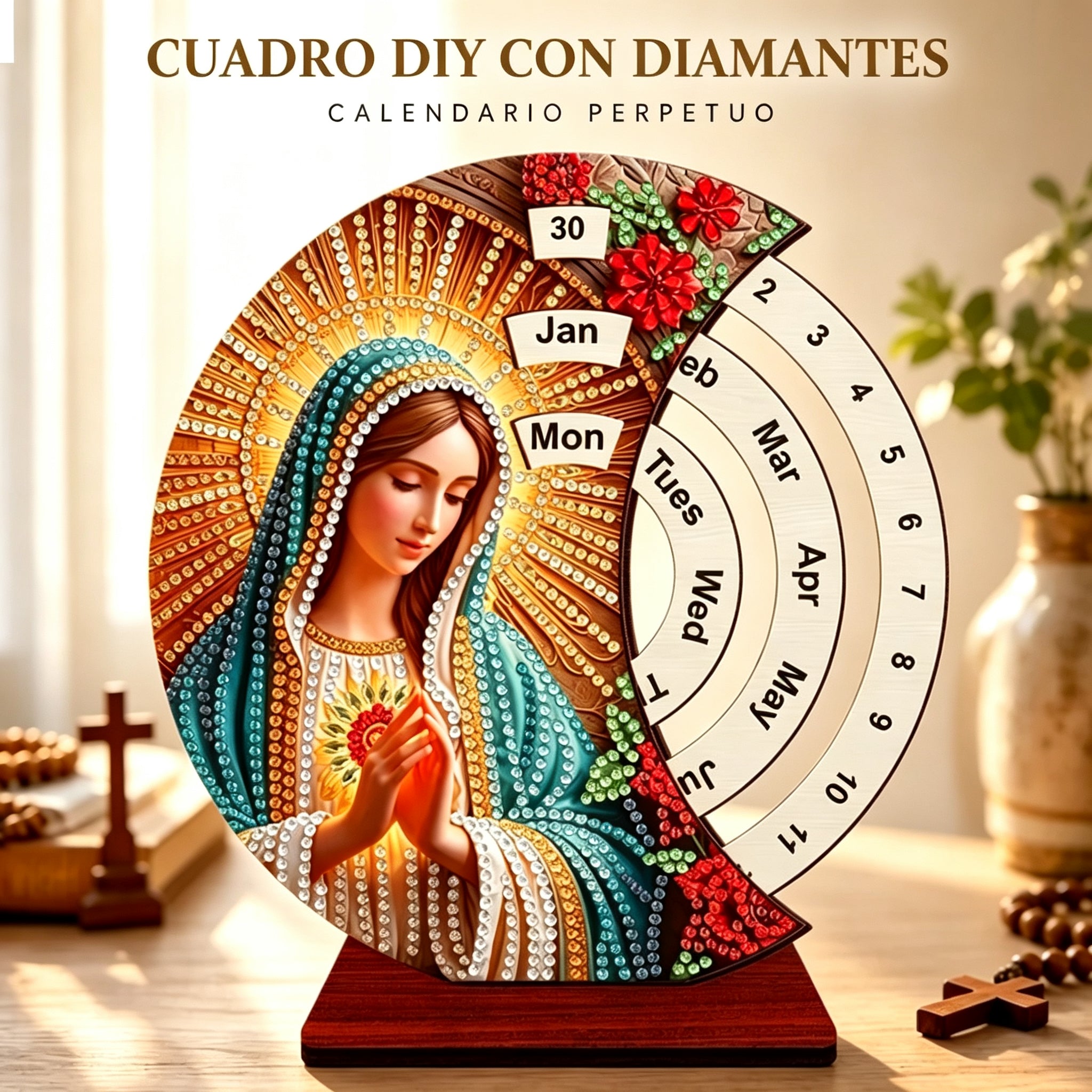 💎✨ Kit DIY Diamond Painting – Calendario de Pared con Cristales Brillantes, Decoración de Salón, Manualidad Relajante 📅🖼️
