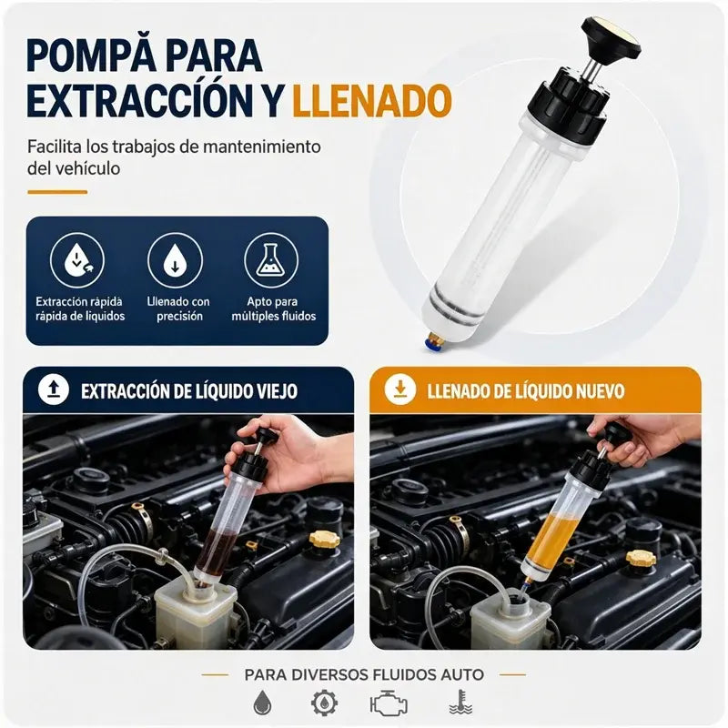 🔧💉 Jeringa Multiusos para Cambio de Aceite – Bomba de Succión e Inyección 2 en 1, Ideal para Aceite de Motor y Líquido de Frenos 🛢️