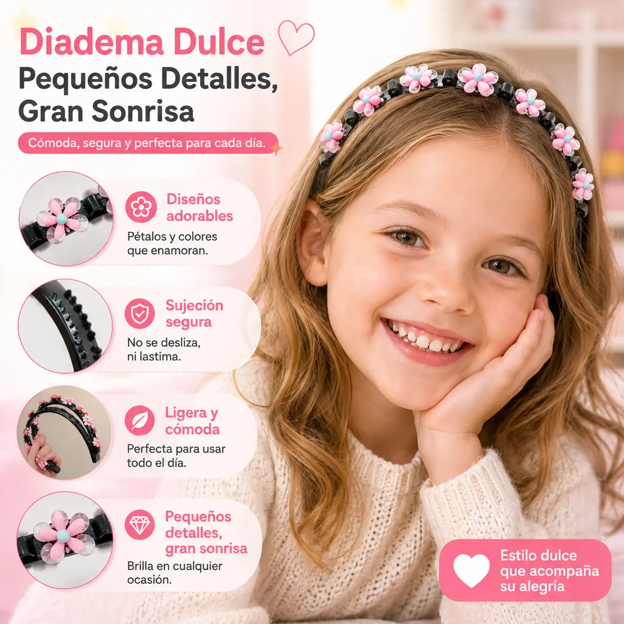 👑【5 piezas】Palitos, pinzas y cintas trenzadas para niñas
