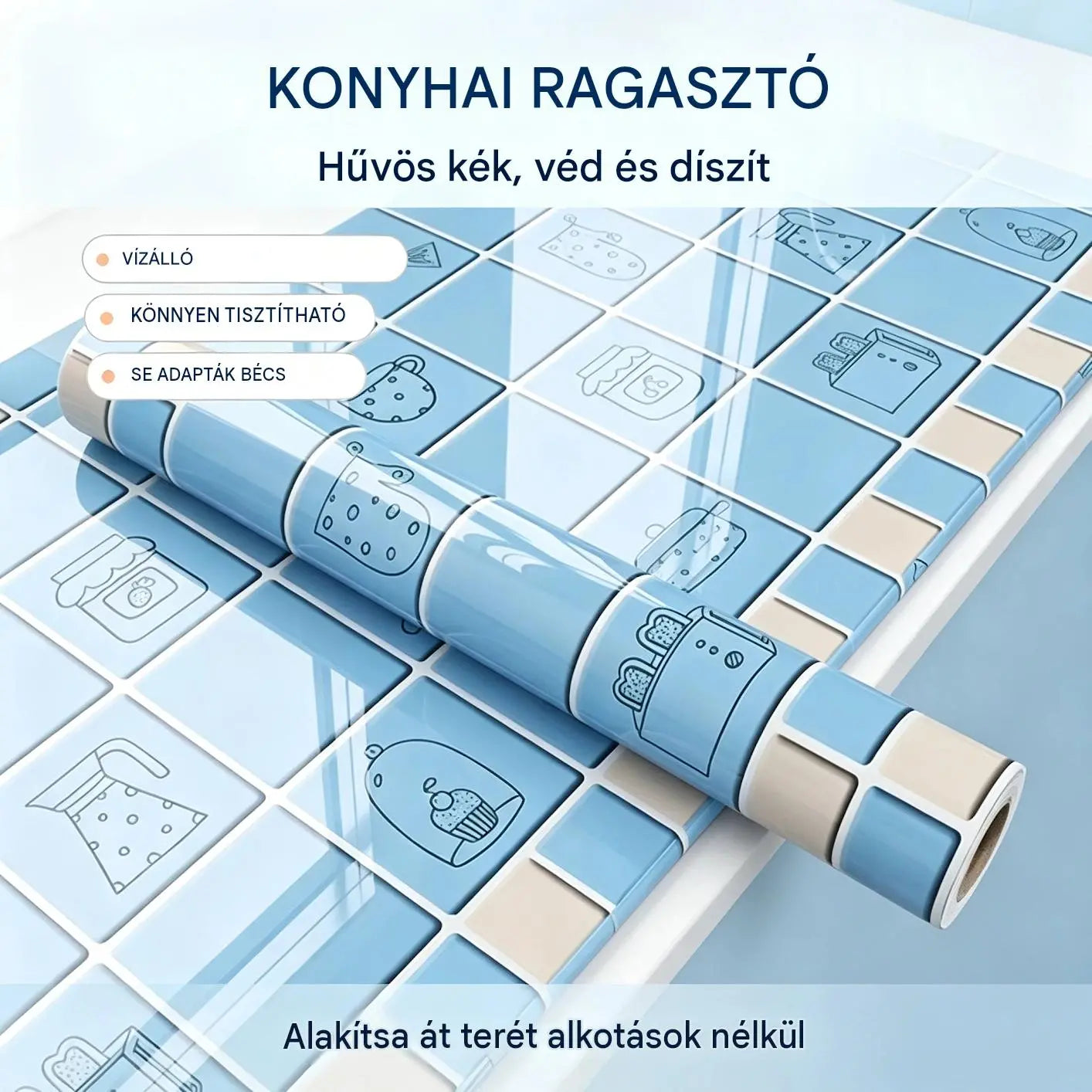 Olajálló matricák konyhába, vízálló öntapadós tapéta, konyhapultvédő.