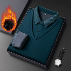 49%OFF👔[M-4XL]Suéter de dos piezas de chenilla sintética para hombre con terciopelo y engrosamiento para mantener el calor