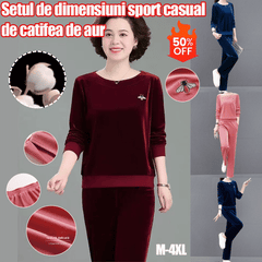 🔥【Especiales de otoño】Chándal casual de terciopelo dorado otoñal (top + pantalón)