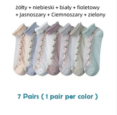 🧦✨【7 Pares】Calcetines de Verano Transpirables con Encaje – Frescos, Cómodos y de Algodón