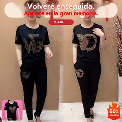 💥 Liquidación de stock 💥 Conjunto de top y pantalón de manga corta para mujer
