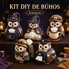 🦉🧵 Kit de Costura DIY – Caja de Pañuelos Acolchada con Diseño de Búho 🧻✨