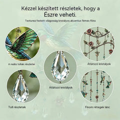 🐦Kristály szélcsengő kolibrivel és retró stílusú festett mintával
