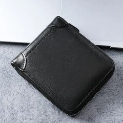 ✨🎁Cartera retro para hombre de piel sintética con cremallera, tarjetero/monedero plegable.