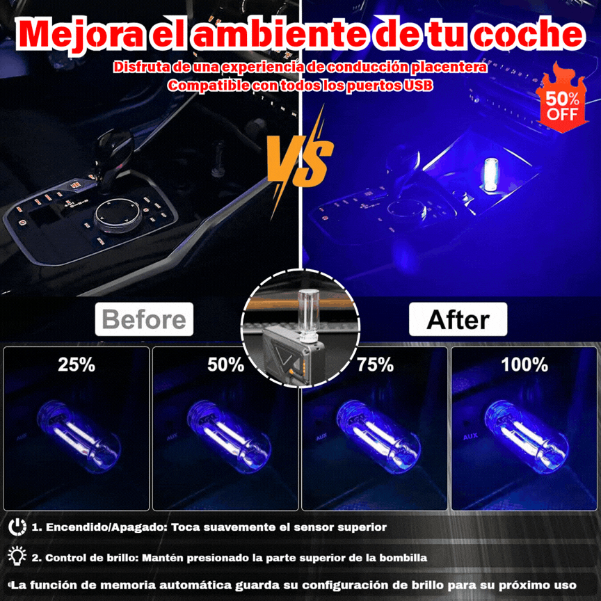 🔥Luz nocturna para coche con USB