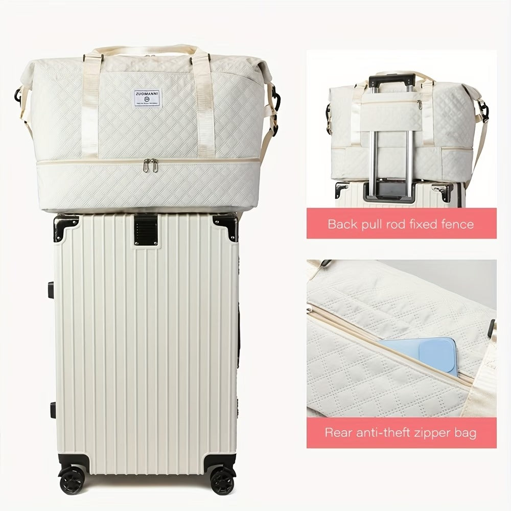 🔥【¡Oferta por tiempo limitado!】🔥Elegante bolsa de viaje de gran capacidad con diseño de separación para uso húmedo y seco, adecuada para yoga y fitness.