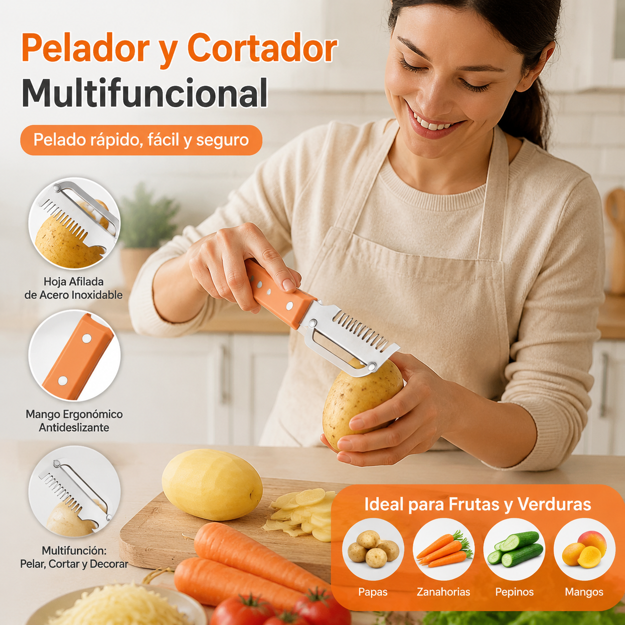 💥Compra uno y llévate el segundo gratis💥🔪Cortador y pelador multifuncional de acero inoxidable🧅