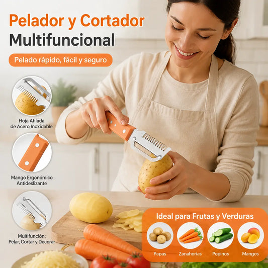 💥Compra uno y llévate el segundo gratis💥🔪Cortador y pelador multifuncional de acero inoxidable🧅