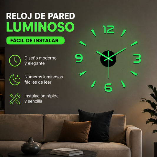 🕑✨Reloj de pared acrílico luminoso 3D sin necesidad de taladrar (requiere montaje)