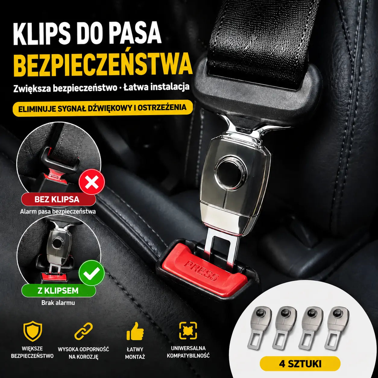 💥💥【4 sztuka】🚗👍Metalowy przedłużacz pasa bezpieczeństwa w samochodzie