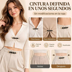 🧷✨ Broche de Perla Ajustable para Cintura – Imperdible para Vestidos, Pantalones y Escotes, Antideslizante y Elegante 👗